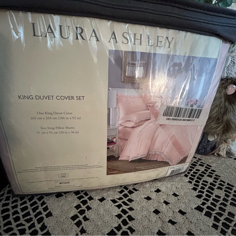 Laura Ashley Annabella Blush Pink Embroidered Cotton Duvet Cover Set King NWT